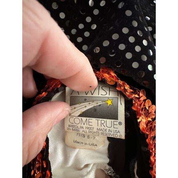 A Wish Come True Girls' Black Orange Mery Sequin Beaded Costume Dress Size 5-7 - Picture 5 of 10